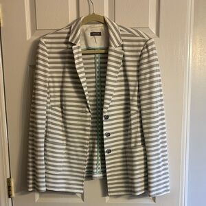Basler Striped Blazer in Gray and White